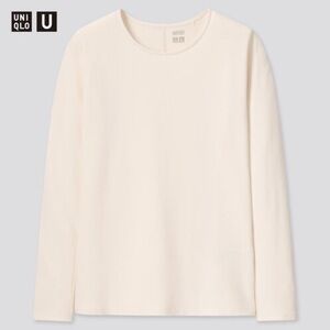 Uniqlo U cream/off-white Heattech cotton crew neck long sleeve t-shirt